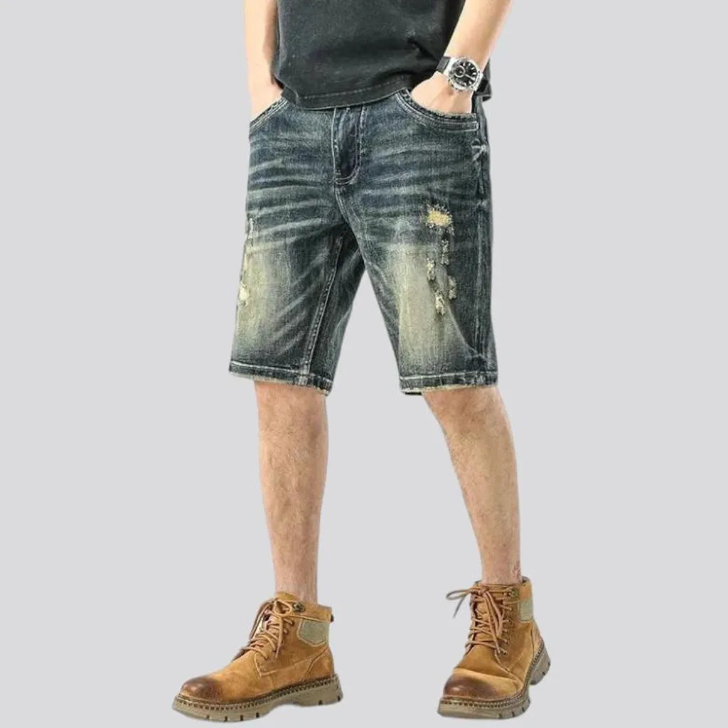 Ripped fashion men's jean shorts