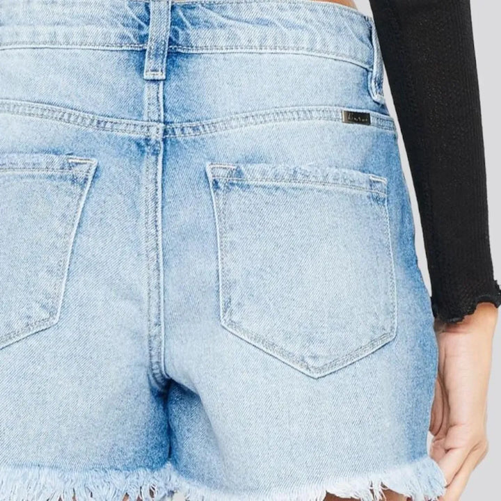 High-waist light-wash jean shorts
 for women