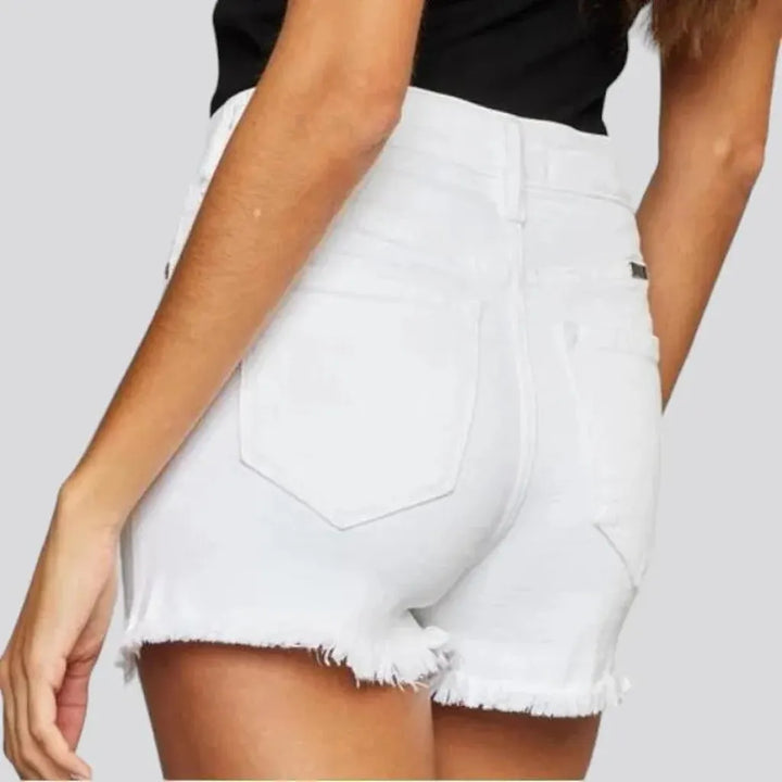 Grunge distressed denim shorts
 for ladies
