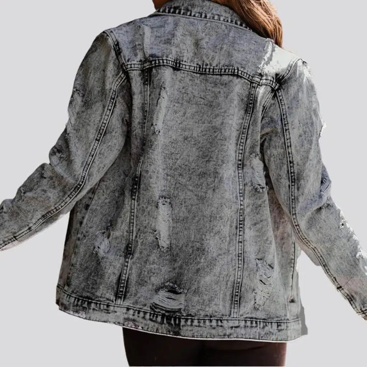 Acid-wash women's jeans jacket