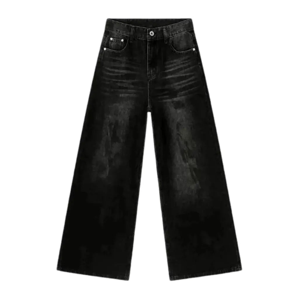 Mid Rise Street Style Men's Jeans - Black