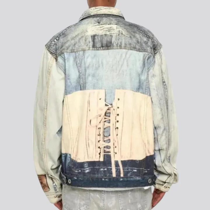 Fashionable bleached men's jeans jacket