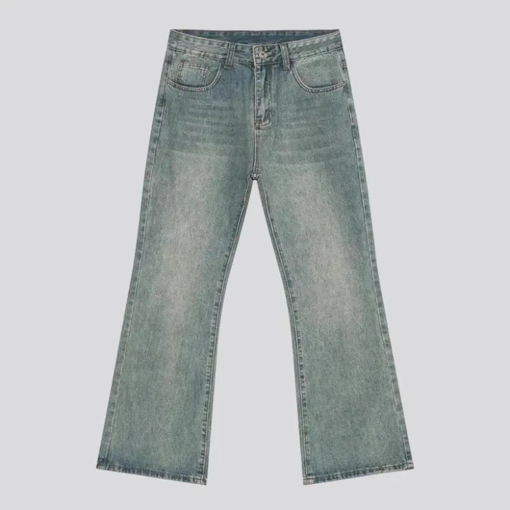 90s fashion roomy sanded men's jeans