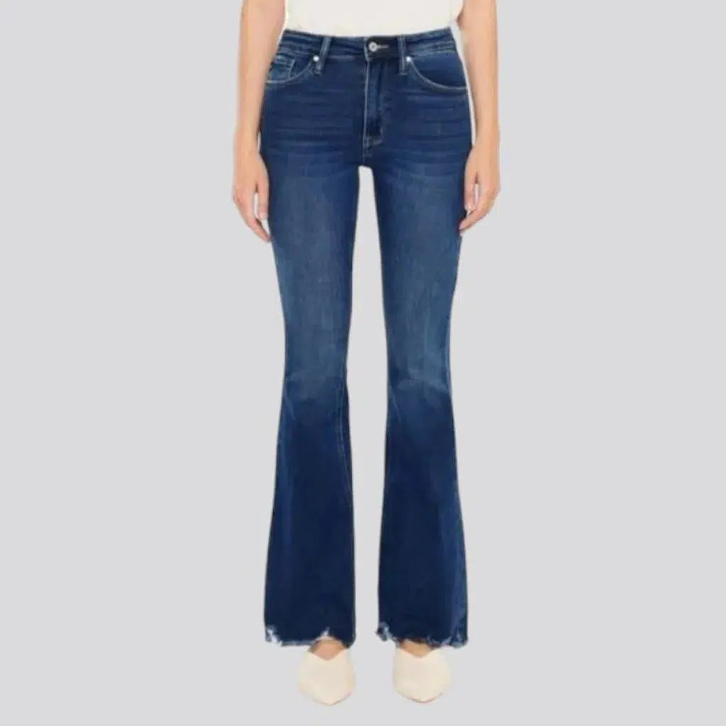 Sanded high-waist jeans
 for women
