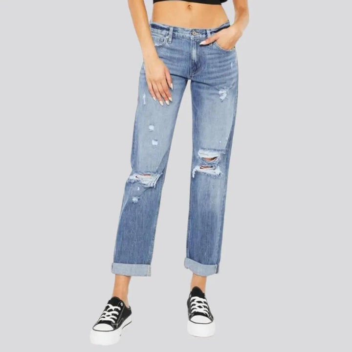 Mid-waist women's rolled-hem jeans