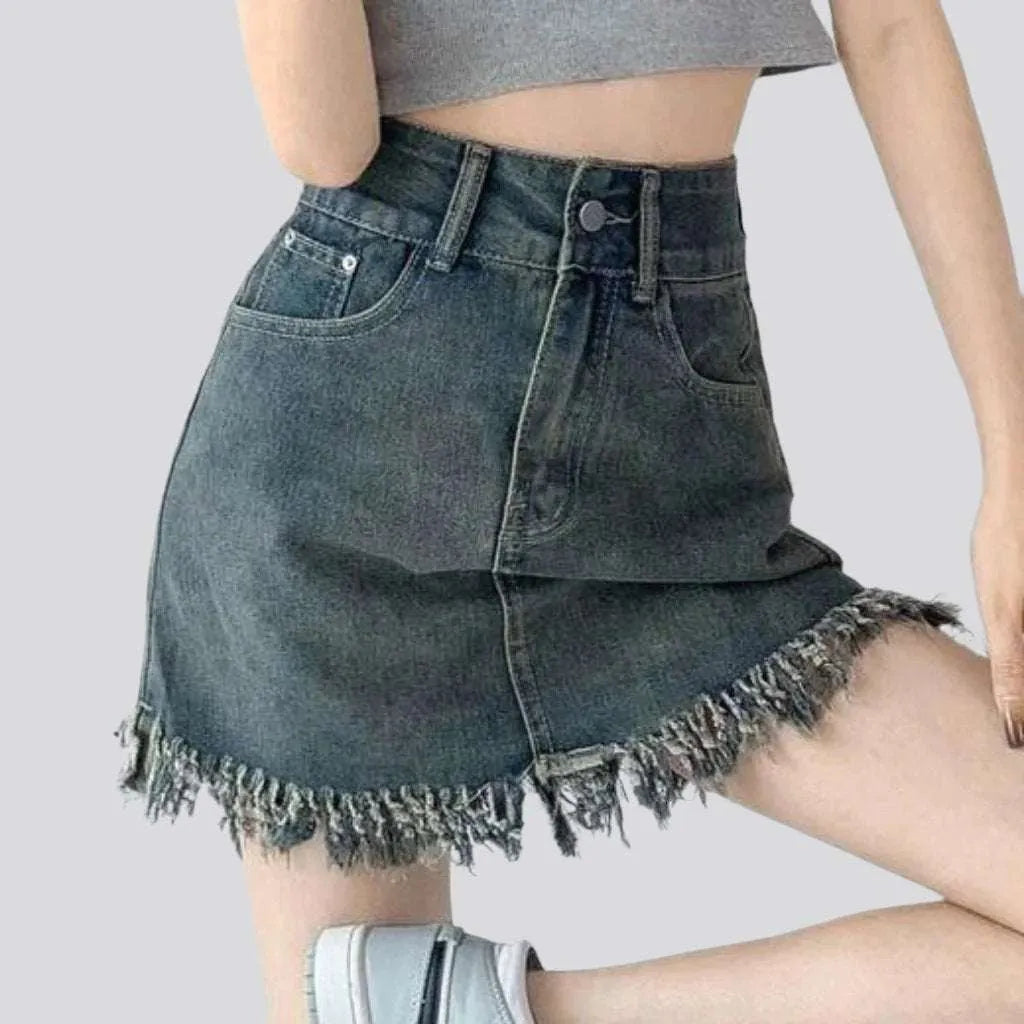 High-waist women's denim skirt