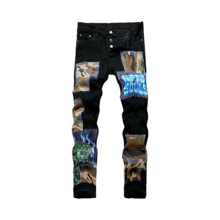 Camouflage patchwork jeans
 for men