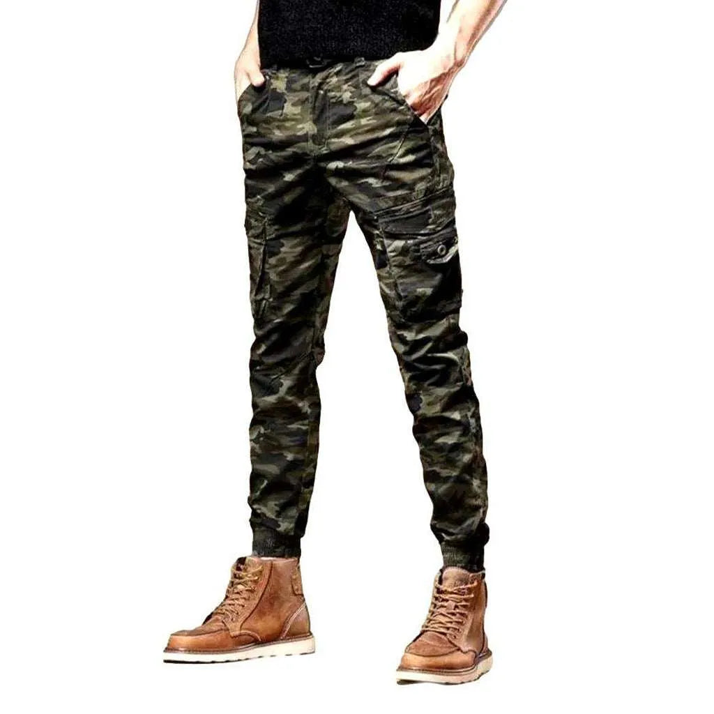 Camouflage print cargo men's jeans