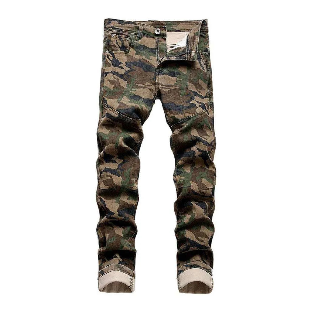 Camouflage print men's denim pants