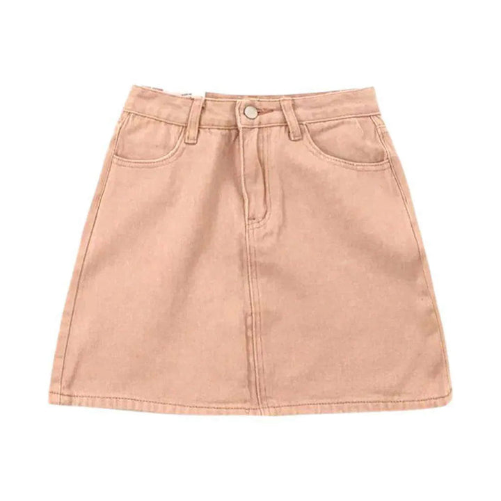 Candy color mini denim skirt
