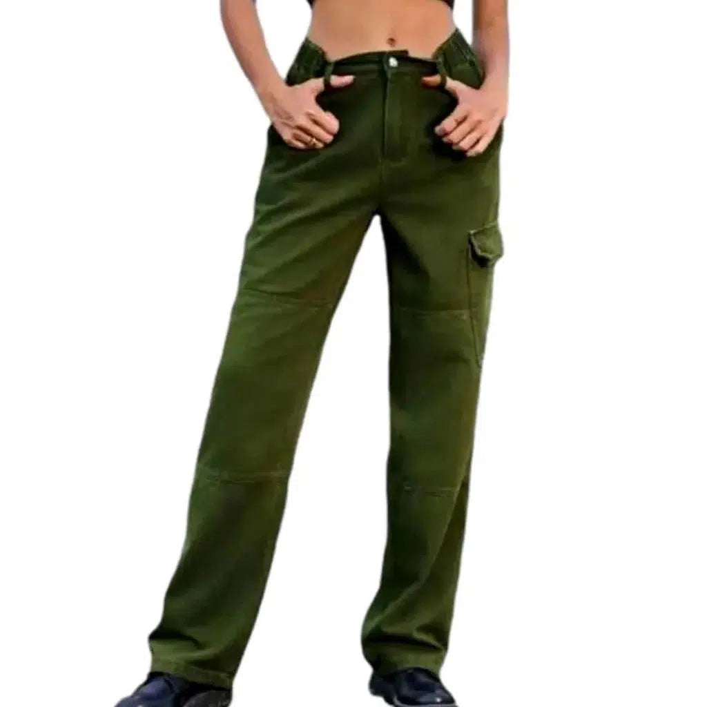 Cargo high-waist denim pants