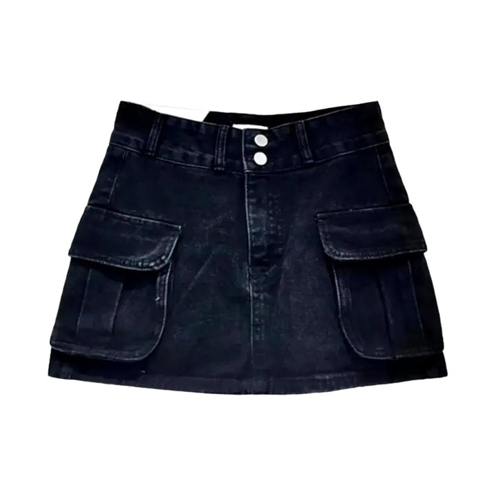 Cargo mid-waist jeans skort
 for ladies