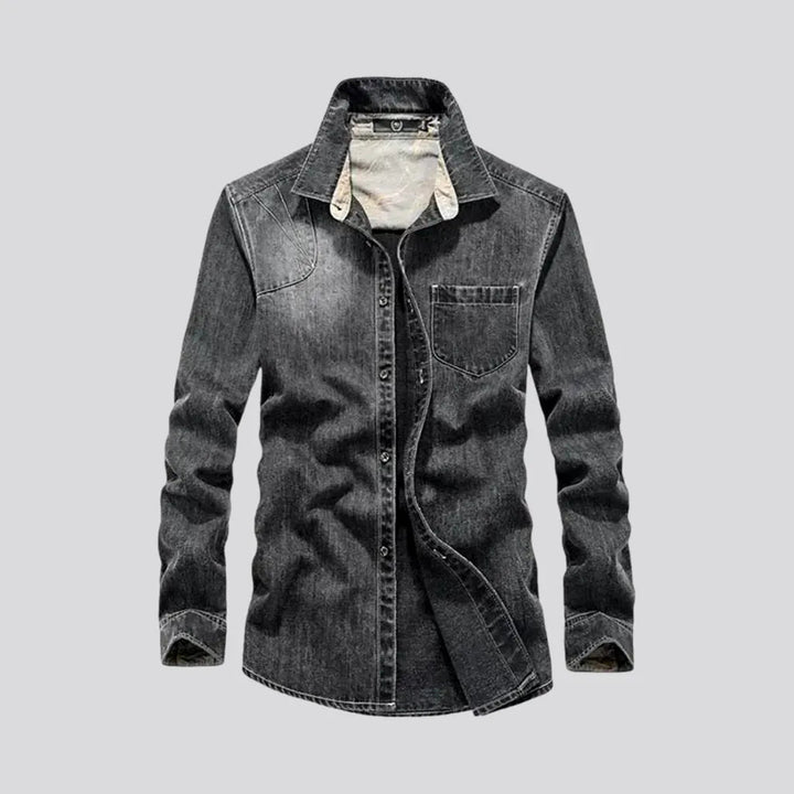 Casual Abraded Jacket Slim-fit Men's Jeans Shirt | Jeans4you.shop