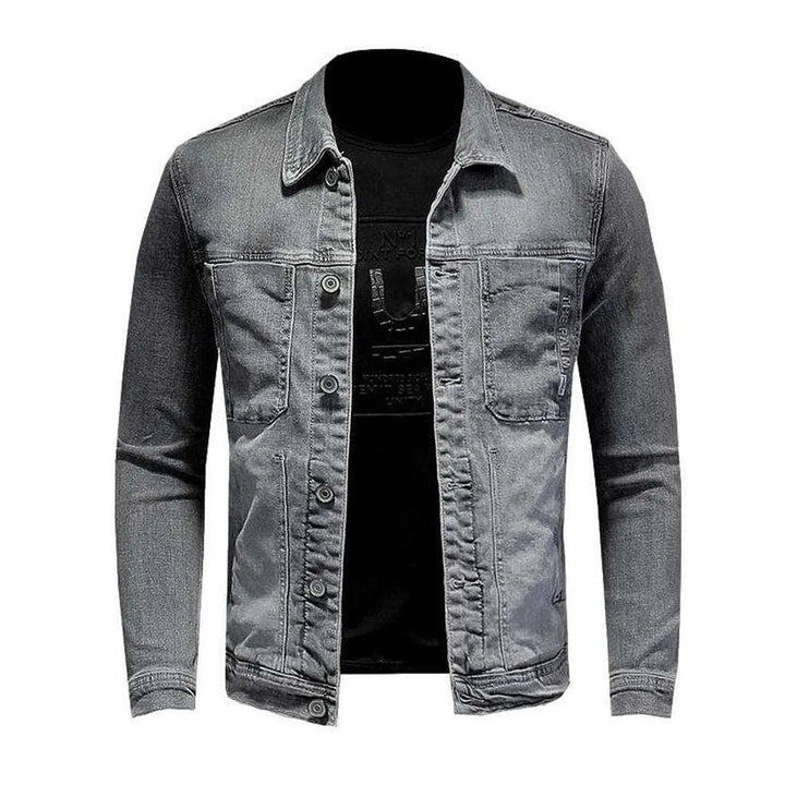 Casual grey men's denim jacket