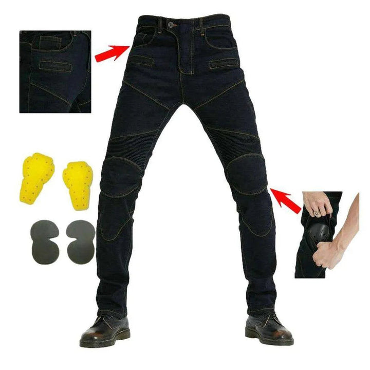 Casual men's biker denim pants