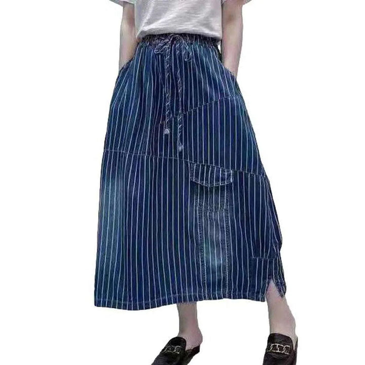 Casual striped women's denim skirt