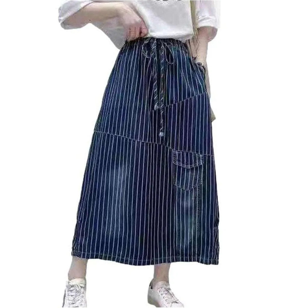 Casual striped women's denim skirt