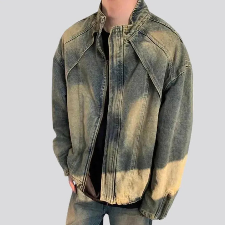 Sanded vintage style men's denim jacket