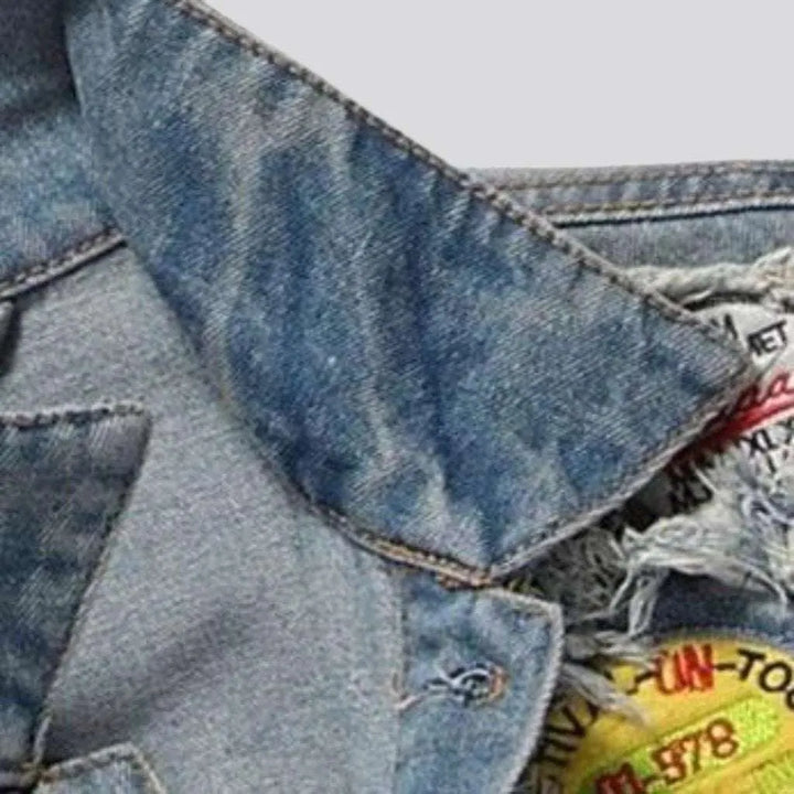 Slim denim jacket with patches