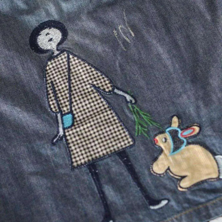 Urban embroidery women's denim skirt