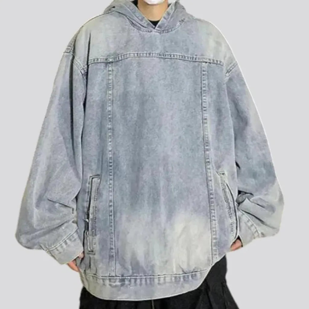 Fashion boho sanded men's denim jacket