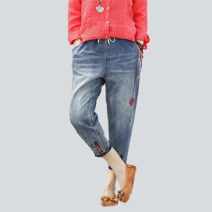 Printed with flowers women's jeans