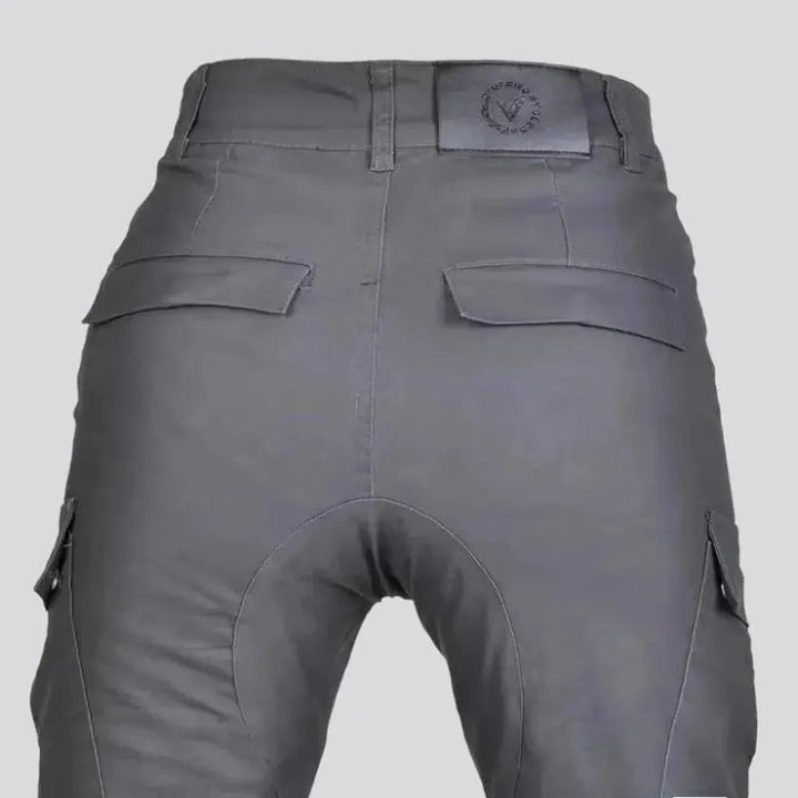 Protective grey biker denim pants
