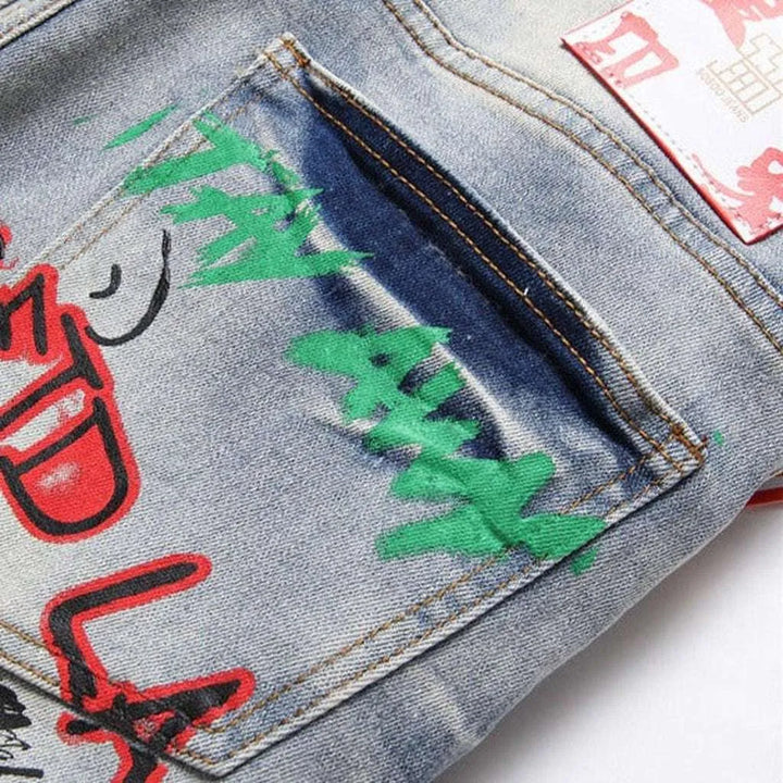 Graffiti-painted jeans for men
