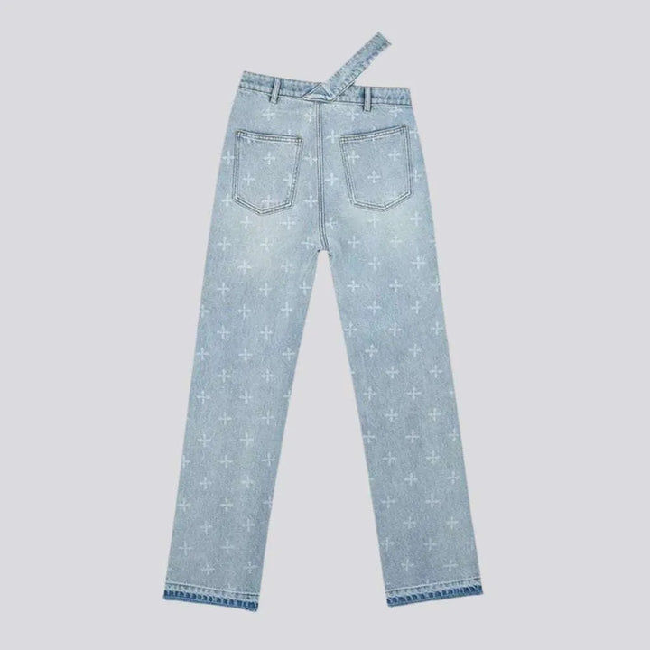 Print straight jeans
 for ladies