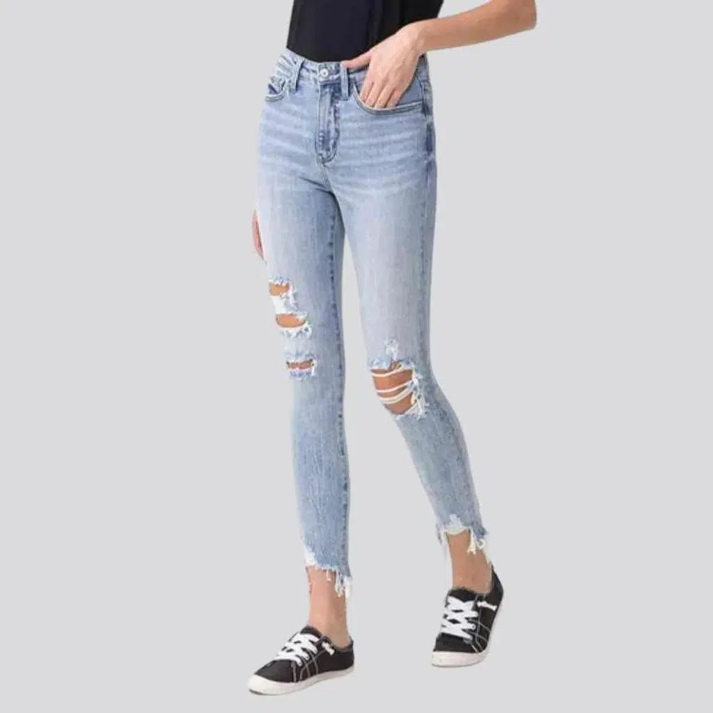 Grunge whiskered jeans
 for women