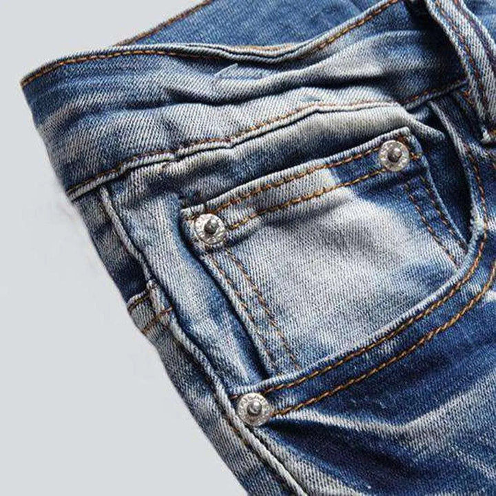 Color letter embroidery men's jeans