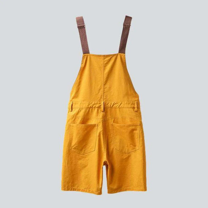Color denim men's overall shorts