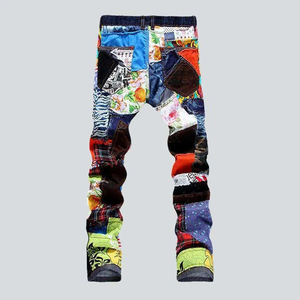 Inside-out patchwork men's jeans