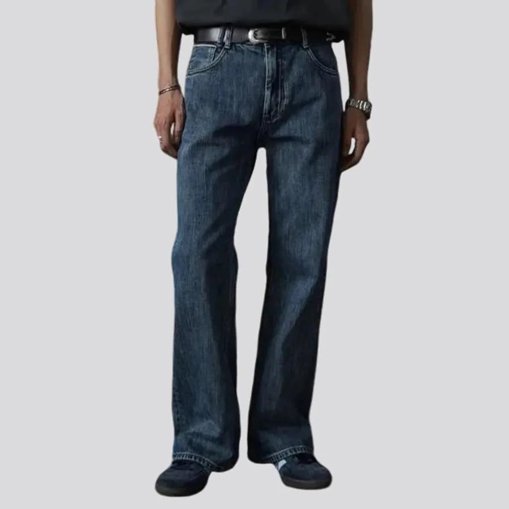 Fashionable loose selvedge men's jeans