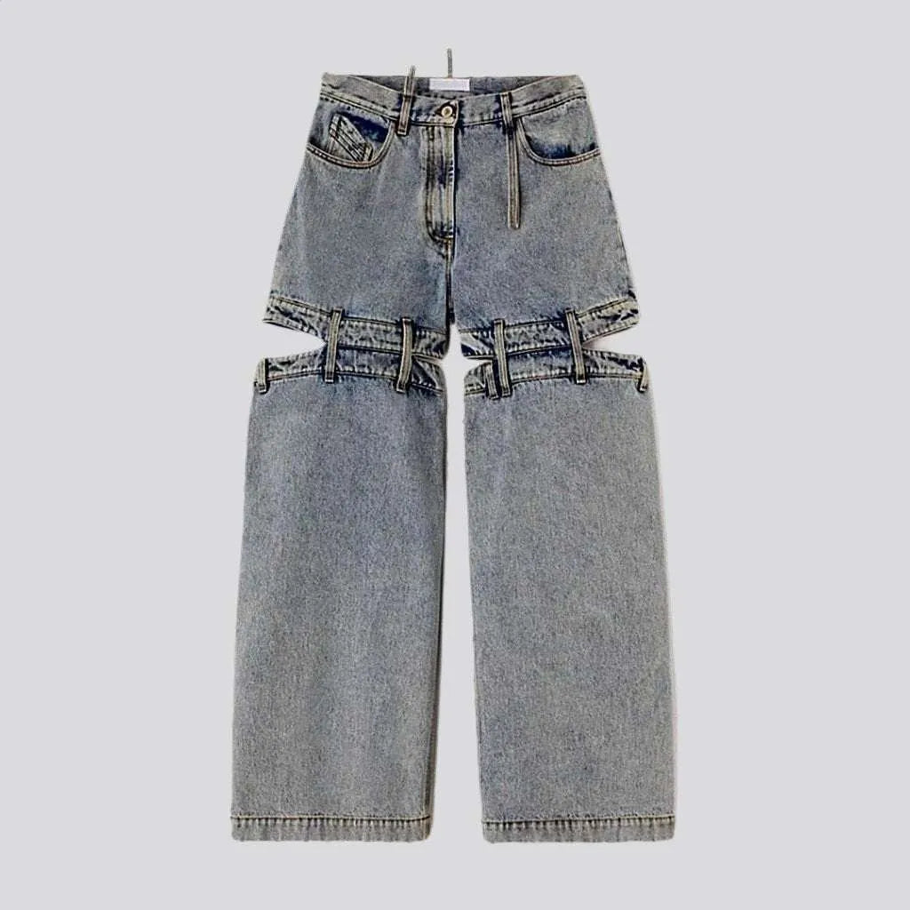 Patchwork distressed jeans
 for women