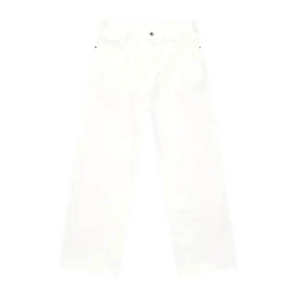 Sanded Monochrome Fashion Fit Men's Jeans - White