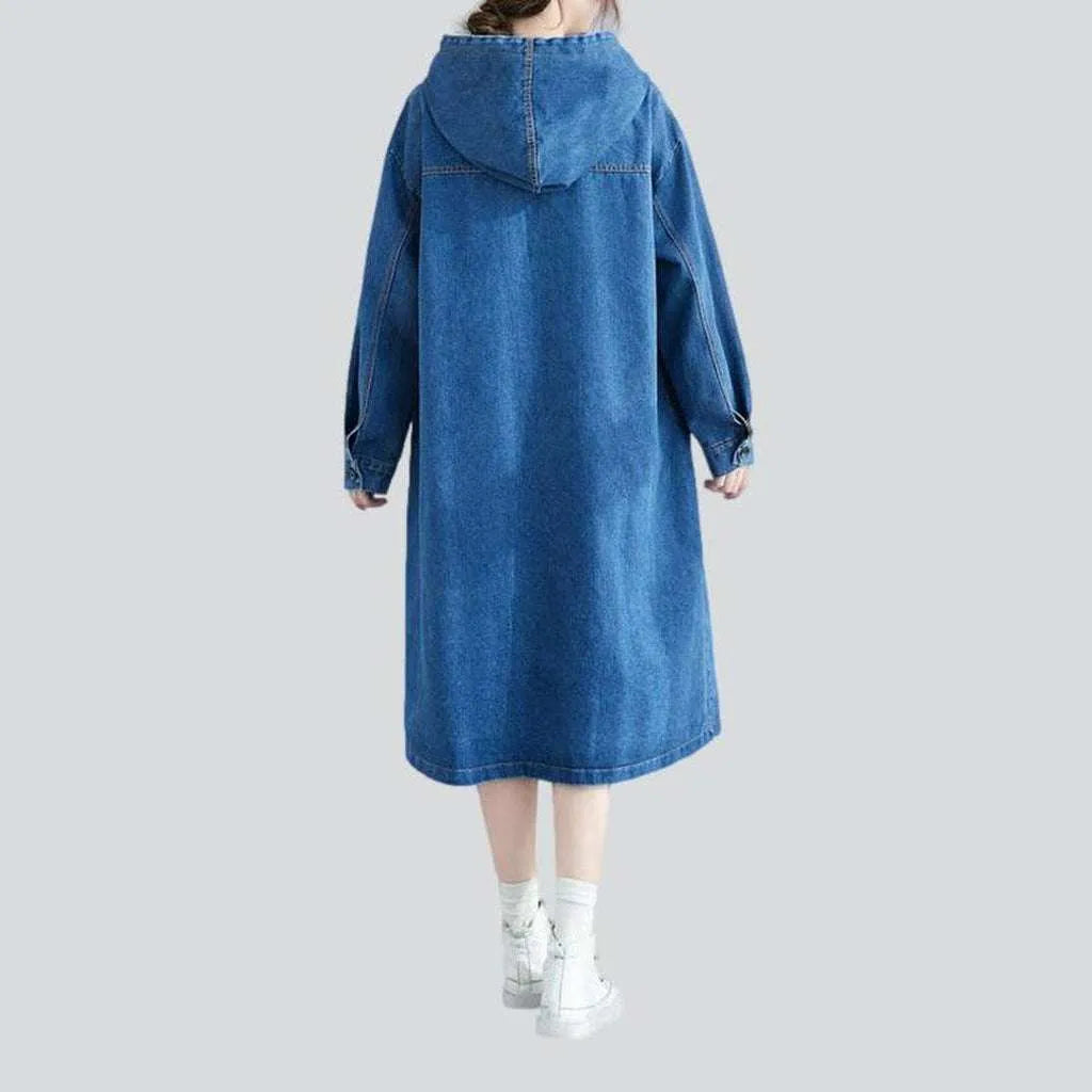 Long sleeve hooded denim dress