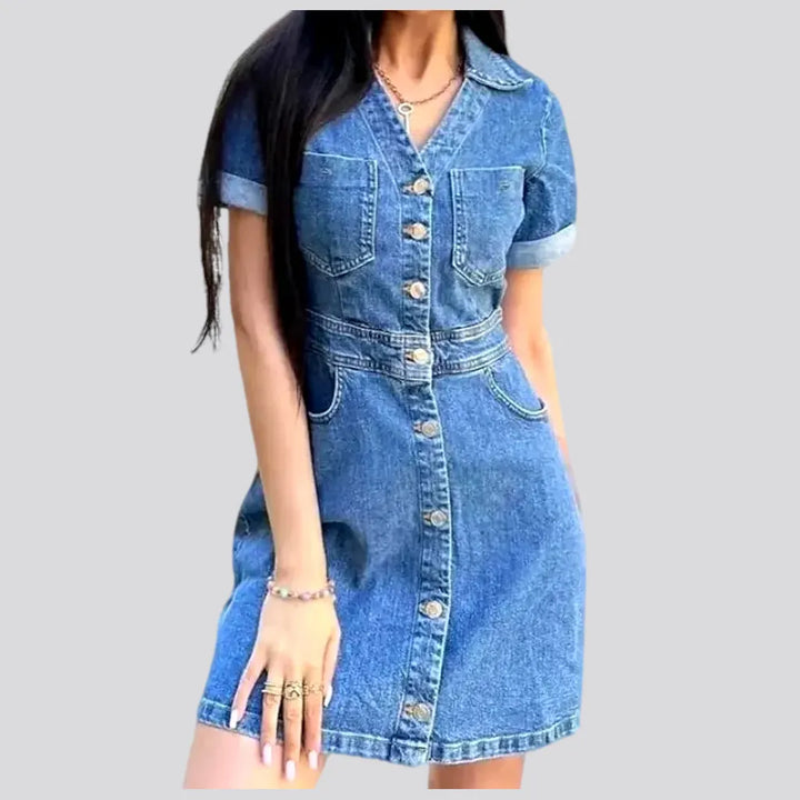 Casual mini denim dress