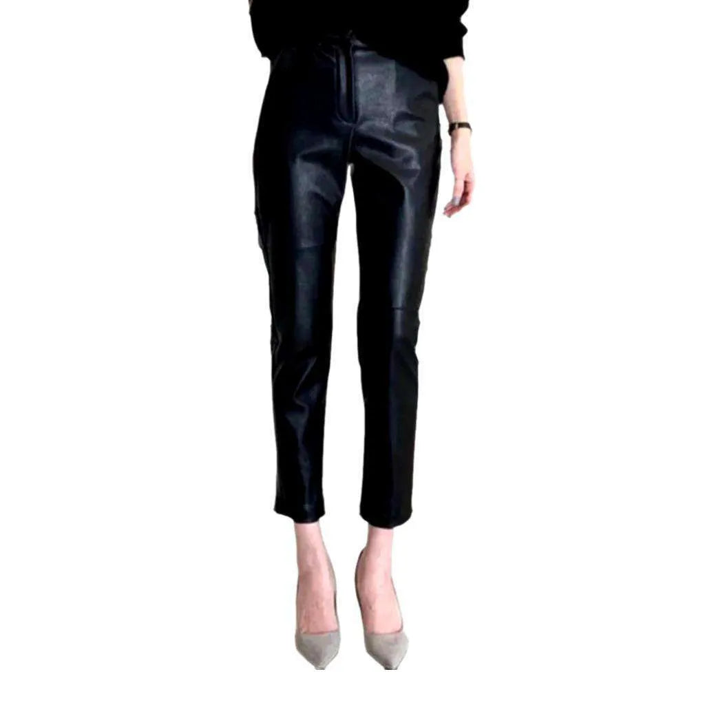 Cigarette wax women's denim pants