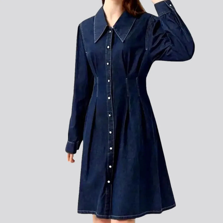 Classic Dark a Line Denim Dress | Jeans4you.shop