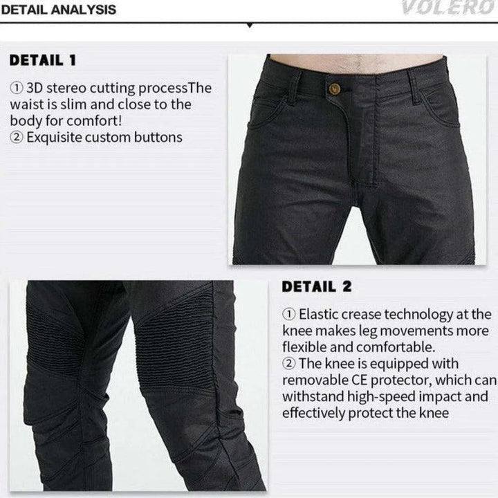Coated denim men's biker jeans