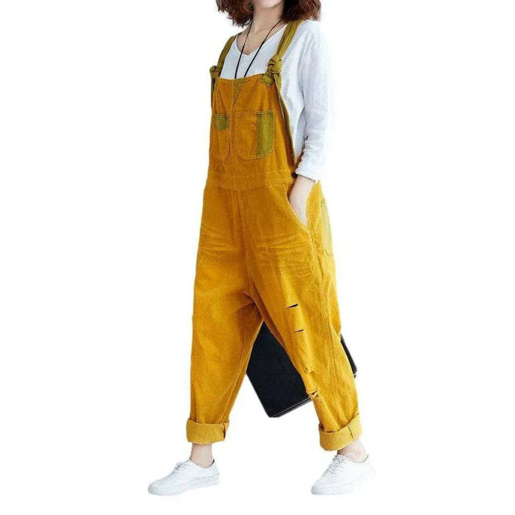 Color Baggy Women's Jean Overall - Yellow