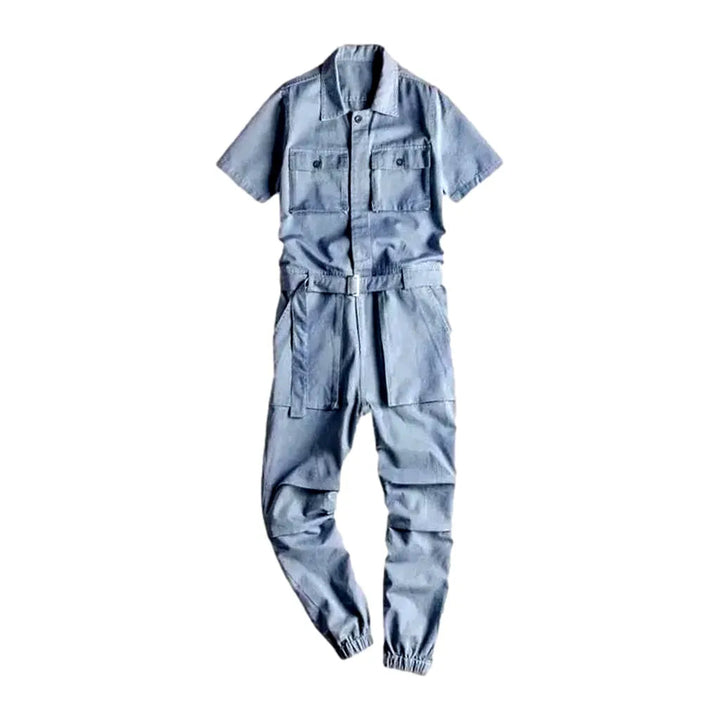 Color buttoned men's denim overall