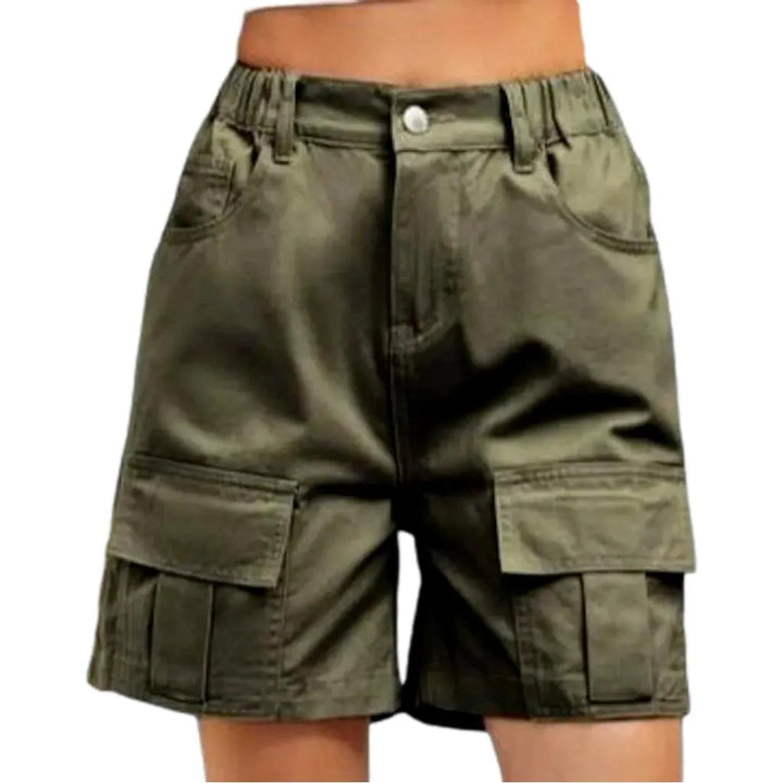 Color cargo jean shorts
 for women