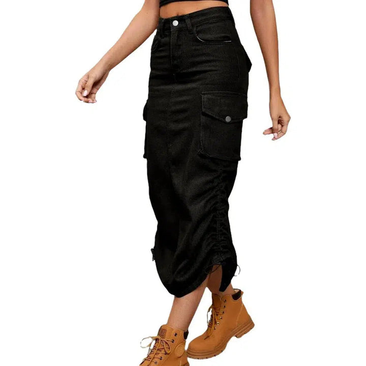 Color long women's denim skirt