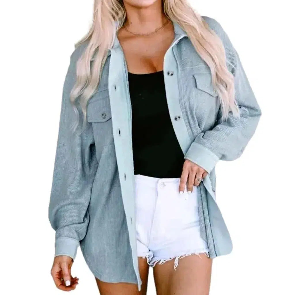 Color oversized denim jacket
 for women