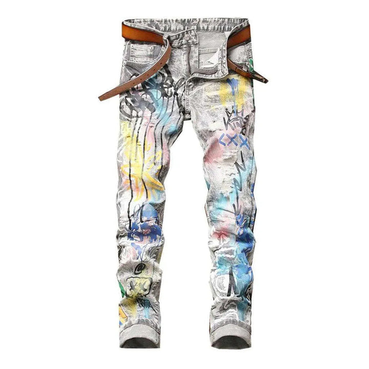 Color-painted grey men's jeans