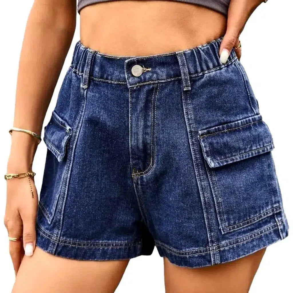 Color women's denim shorts