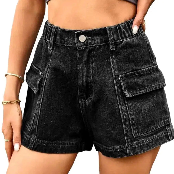 Color women's denim shorts