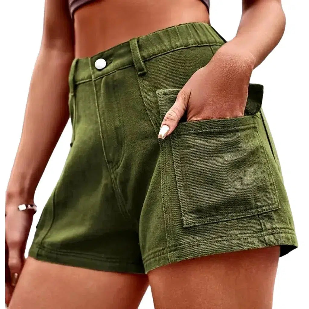 Color women's denim shorts